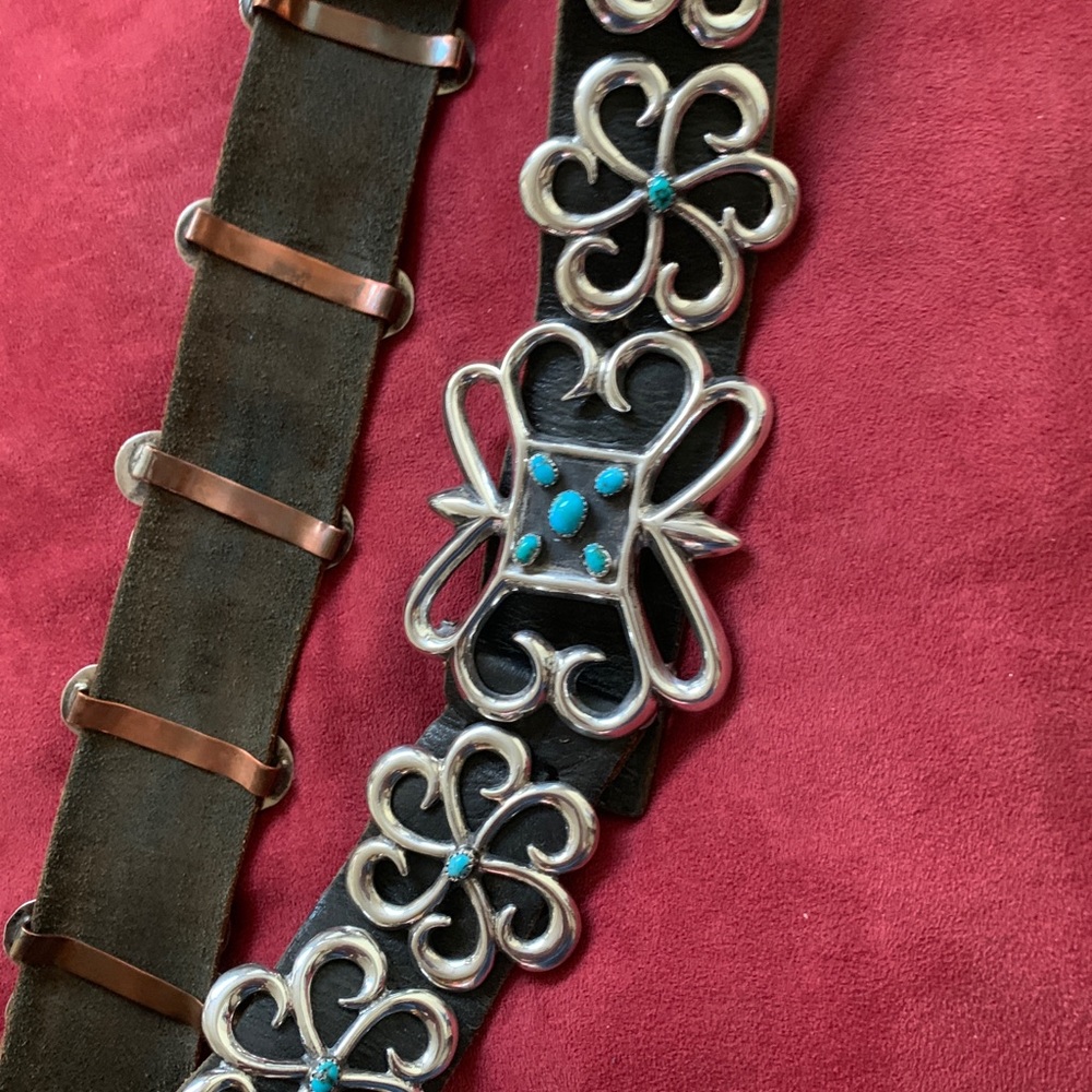 Native American Sand Cast /turquoise Concho belt